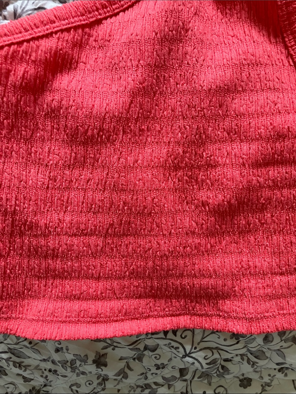 American Eagle Outfitters One-Shoulder Ribbed Crop Top - Coral Red - Picture 5 of 5